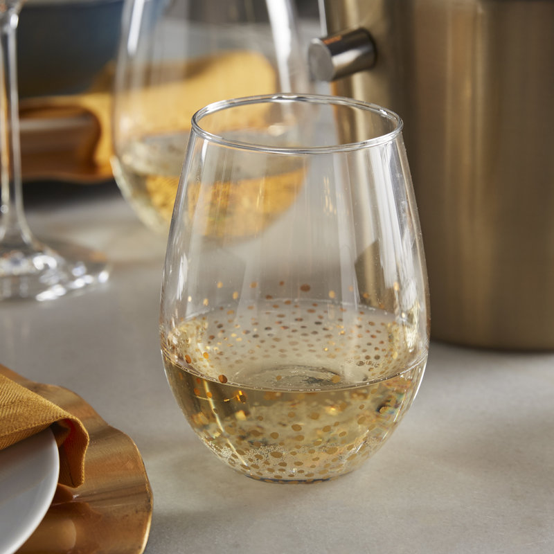 Gold Luster 20 oz. Stemless Wine Glass & Reviews Birch Lane